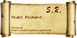 Stahl Richárd névjegykártya